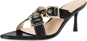 Zamikoo Womens Heeled Sandals Buckle Strappy Pointed Toe Stiletto High Heels Cross Strap Slip On Sexy Summer Dress Shoes 3 Inch