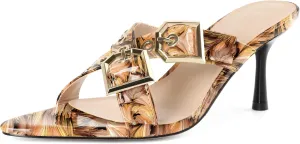 Zamikoo Womens Heeled Sandals Buckle Strappy Pointed Toe Stiletto High Heels Cross Strap Slip On Sexy Summer Dress Shoes 3 Inch