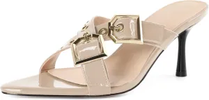 Zamikoo Womens Heeled Sandals Buckle Strappy Pointed Toe Stiletto High Heels Cross Strap Slip On Sexy Summer Dress Shoes 3 Inch