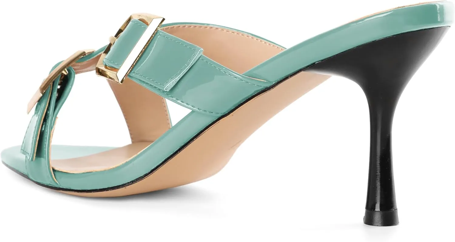 Zamikoo Womens Heeled Sandals Buckle Strappy Pointed Toe Stiletto High Heels Cross Strap Slip On Sexy Summer Dress Shoes 3 Inch