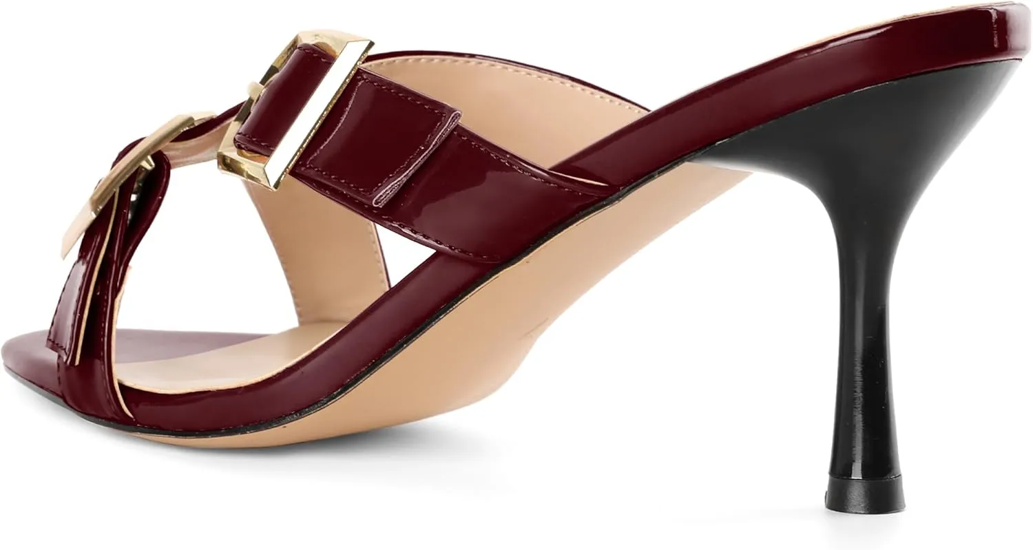 Zamikoo Womens Heeled Sandals Buckle Strappy Pointed Toe Stiletto High Heels Cross Strap Slip On Sexy Summer Dress Shoes 3 Inch