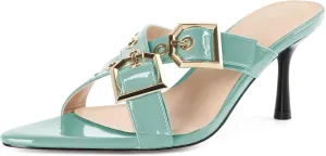 Zamikoo Womens Heeled Sandals Buckle Strappy Pointed Toe Stiletto High Heels Cross Strap Slip On Sexy Summer Dress Shoes 3 Inch