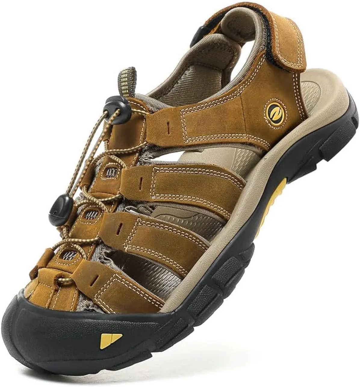 ziitop Mens Hiking Sandals Closed Toe Athletic Sport Sandals Leather Athletic Lightweight Trail Walking Casual Water Shoes
