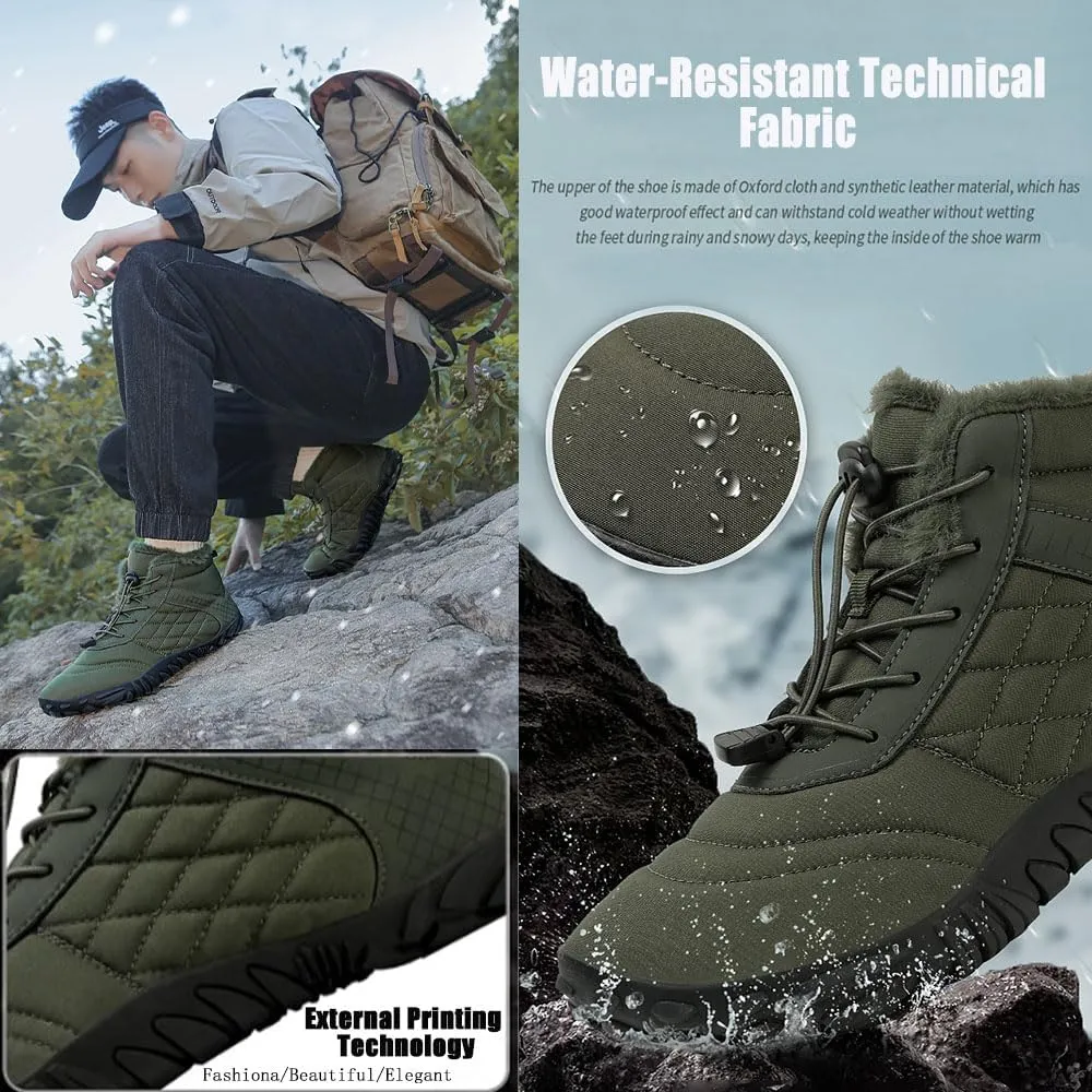 ZJQ 2025 New Winter Footwear Barefoot Shoes Women Men, Wide Toe Hiking Shoes, Non-Slip Waterproof Flexible Outdoor Sneakers