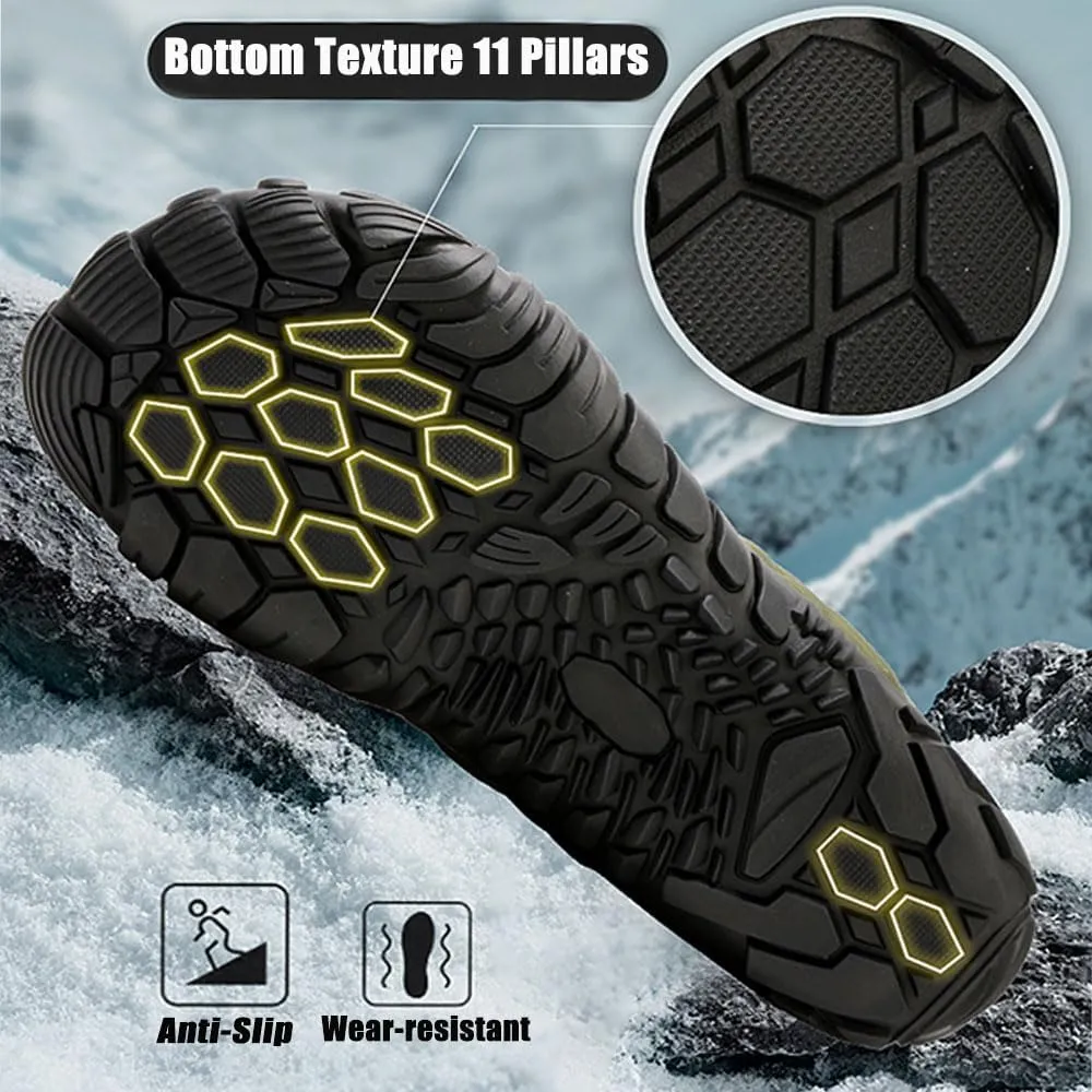 ZJQ 2025 New Winter Footwear Barefoot Shoes Women Men, Wide Toe Hiking Shoes, Non-Slip Waterproof Flexible Outdoor Sneakers