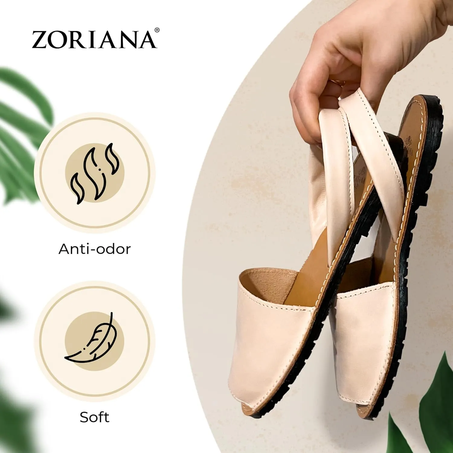 ZORIANA® Sandals for Women Handmade Leather, Dressy, Comfortable Sling Back Shoes Flat - Fashion Exclusively Made in Spain - Avarca Summer Trending Slingback Shoes 2023, 100% Spanish Genuine Leather