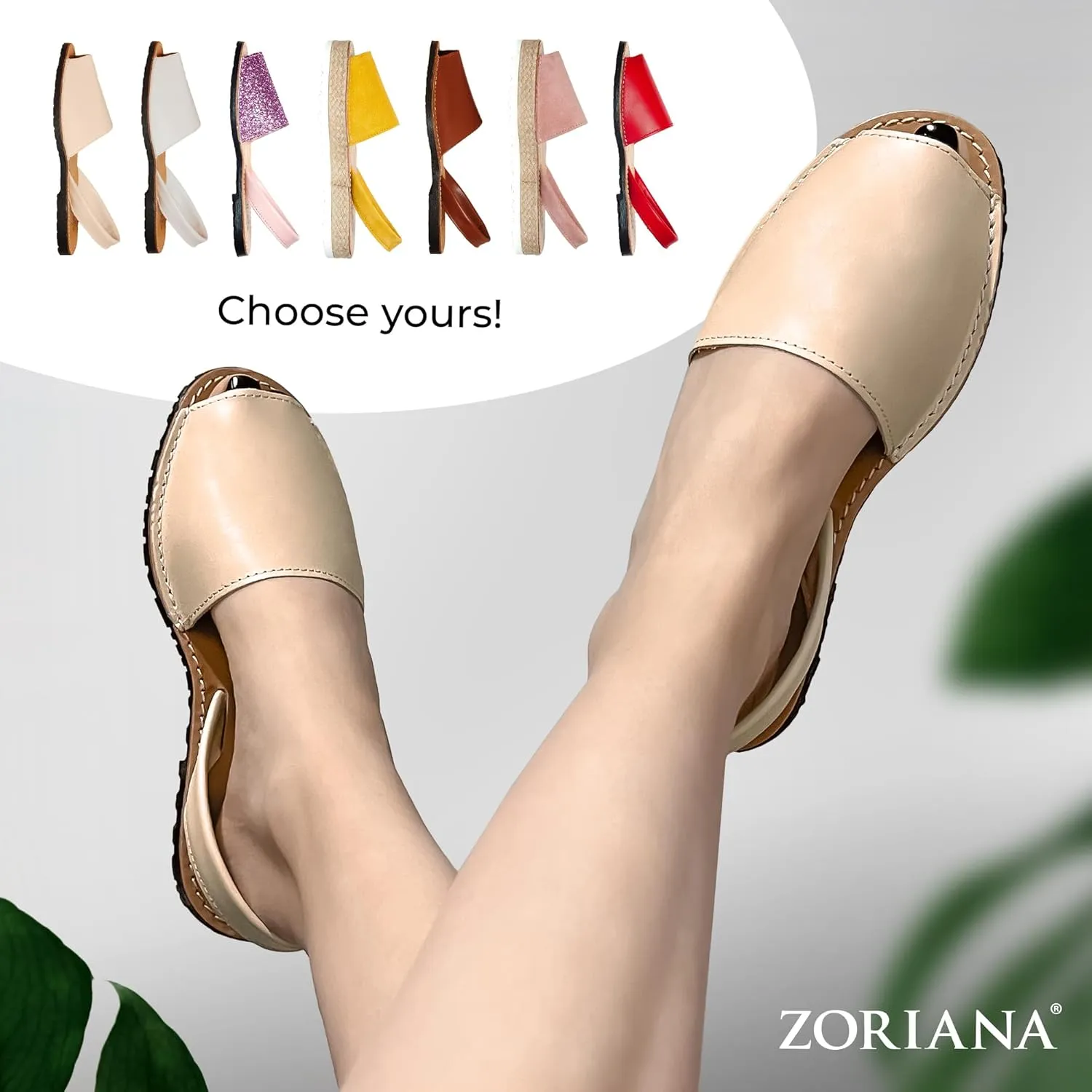 ZORIANA® Sandals for Women Handmade Leather, Dressy, Comfortable Sling Back Shoes Flat - Fashion Exclusively Made in Spain - Avarca Summer Trending Slingback Shoes 2023, 100% Spanish Genuine Leather