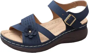 ZSpzx Wedge Sandals For Women Arch Support Walking Shoes Dress Flowers Bohe Ankle Sandal Orthopedic Comfortable Platform Summer Dressy Casual Bunion Orthotic Open Toe Beach Slip On Slides Slippers