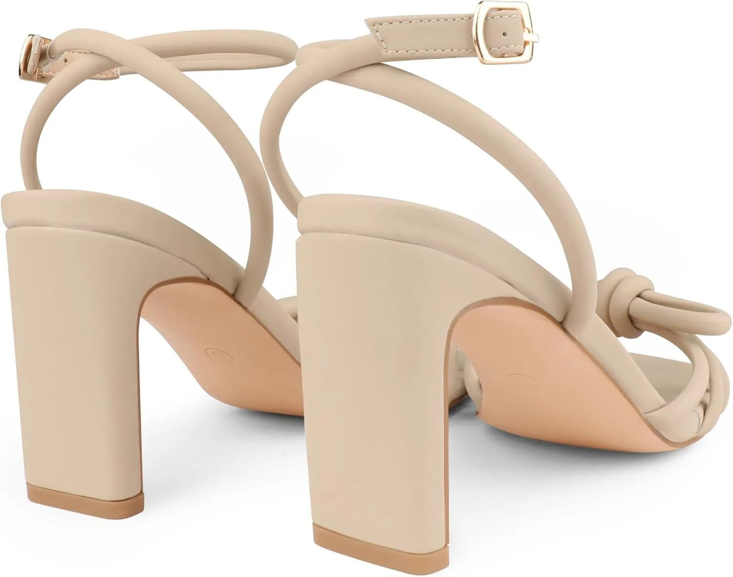 Zzheels Women's Square Toe Sandals Bowknot Chunky High Heels Strappy Bow Heels Dress Party Shoes